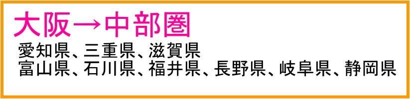 富山県、石川県、福井県、長野県、岐阜県、静岡県 愛知県、三重県　滋賀県